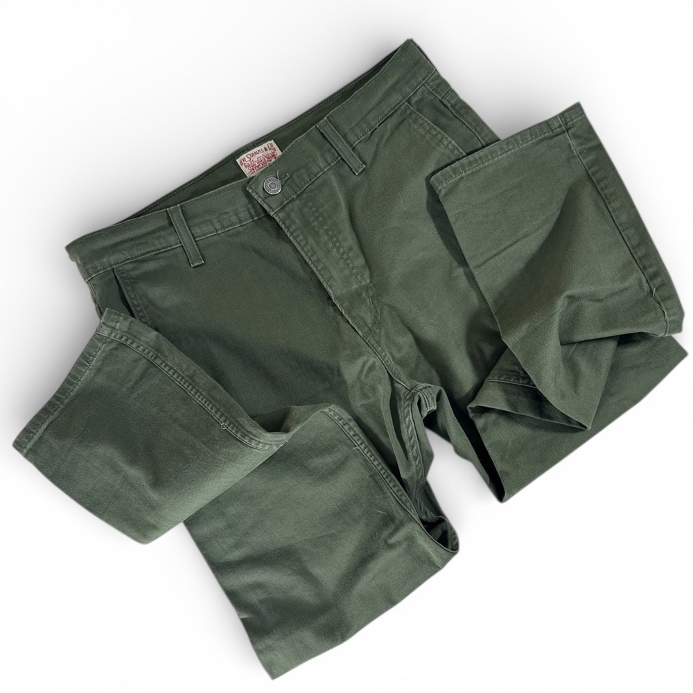 Levis Mens 511 Slim Olive Green Twill Relaxed Fit Straight Leg Pants 32W 29L EUC